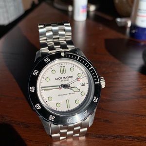 Jack Mason White diver 3 hand stainless steel